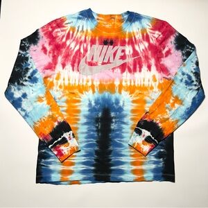Custom handmade Tie Dye Nike Men’s MEDIUM long sleeve Tee